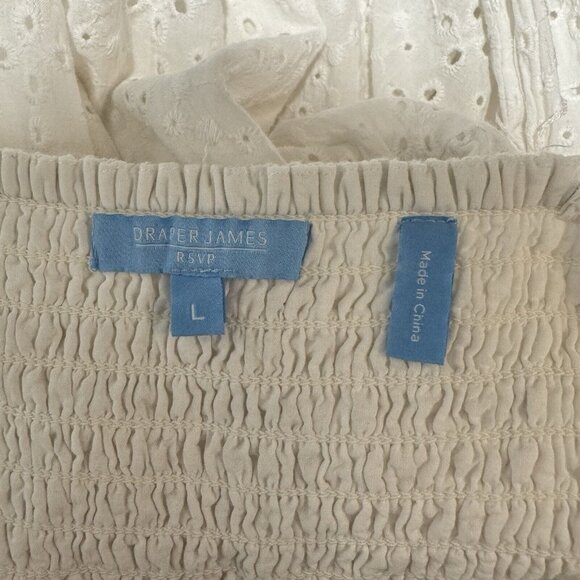 Draper James RSVP Dress L White Eyelet Lace Midi Square Coquette Cottage - Picture 8 of 11